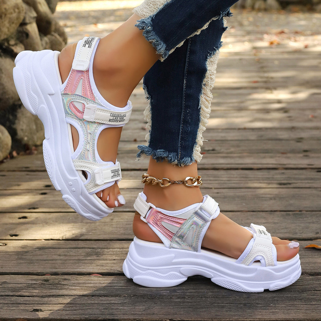 Damen Sportliche Komfortsandalen mit verstellbaren Riemen und dämpfender Sohle Drune