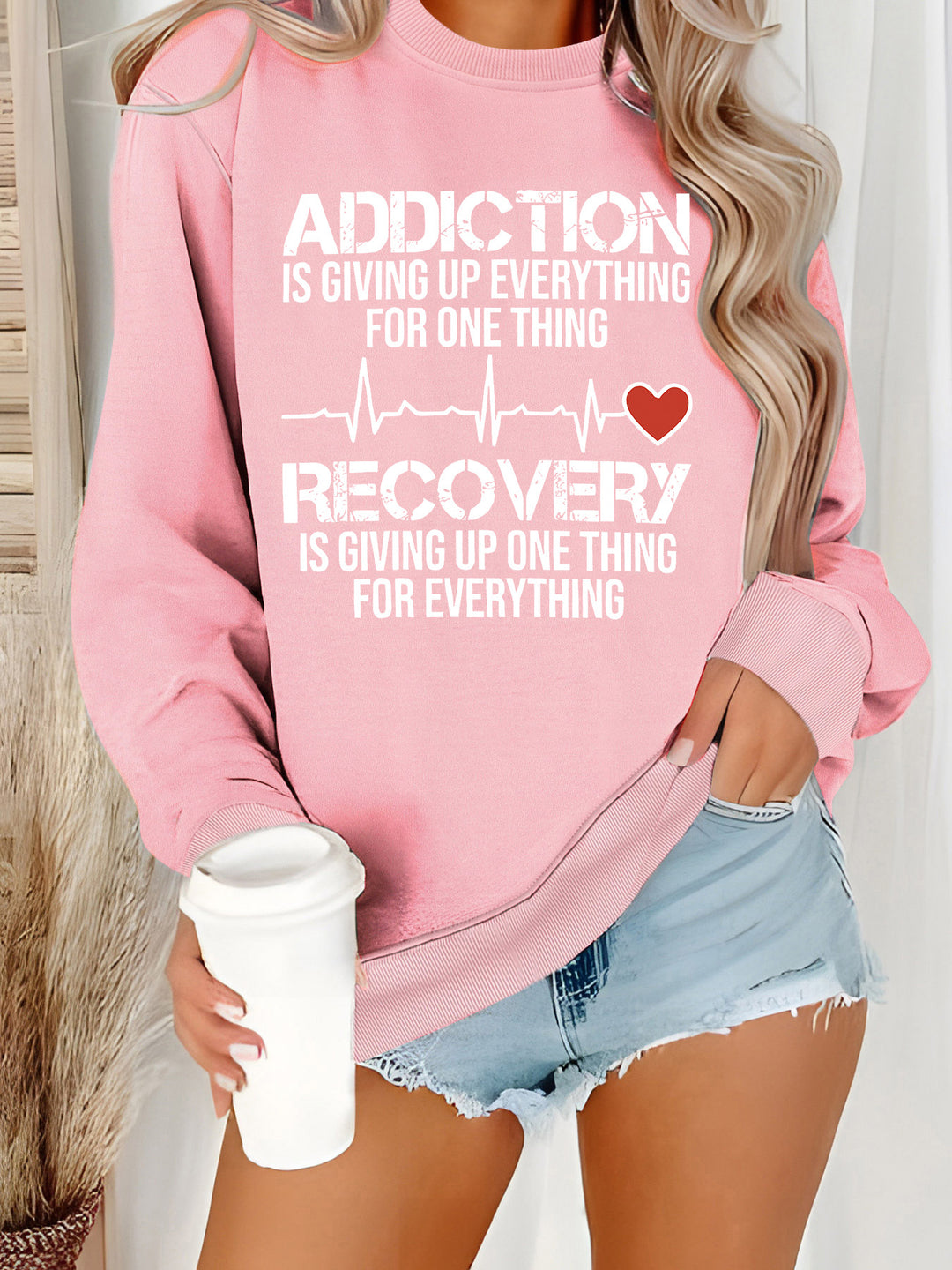 Damen Sweatshirt mit inspirierendem Druck und lässigem Schnitt Drune
