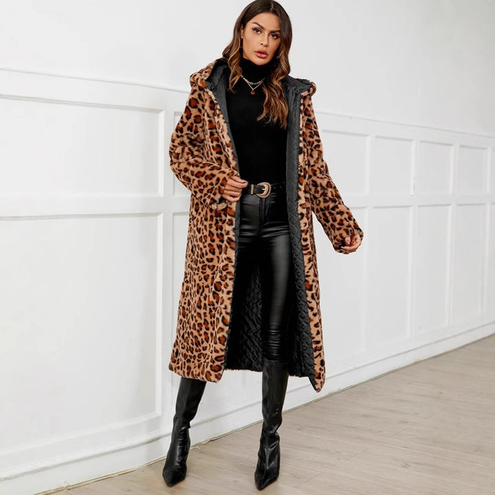 Damen Übergroße Kuscheljacke mit Leopardenmuster Drune
