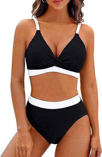 Damen Sportlicher hochtaillierter Bikini Drune