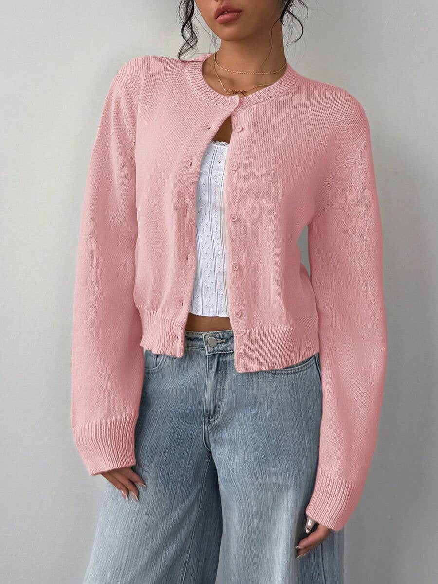 Damen lässige Strickjacke mit Knöpfen Drune