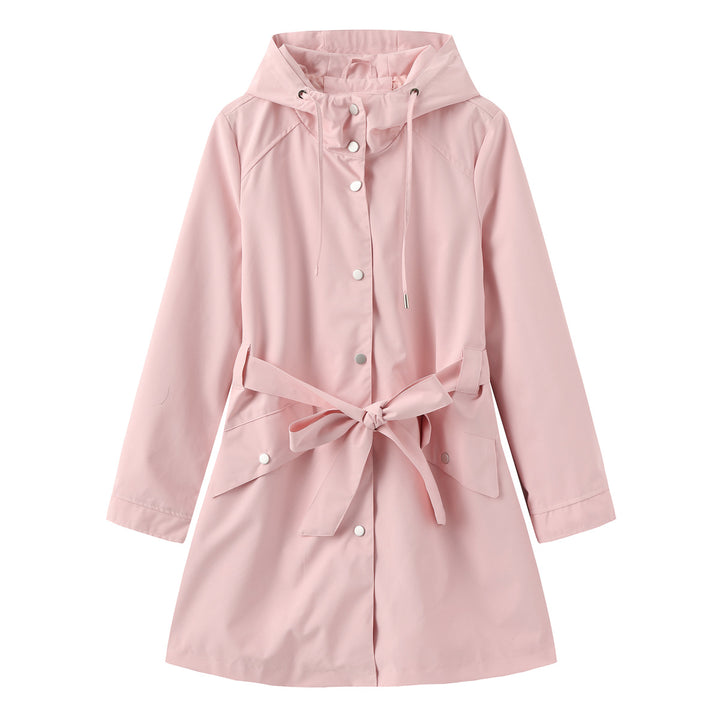 Damen modische Outdoorjacke mit Gürtel und Kapuze Drune