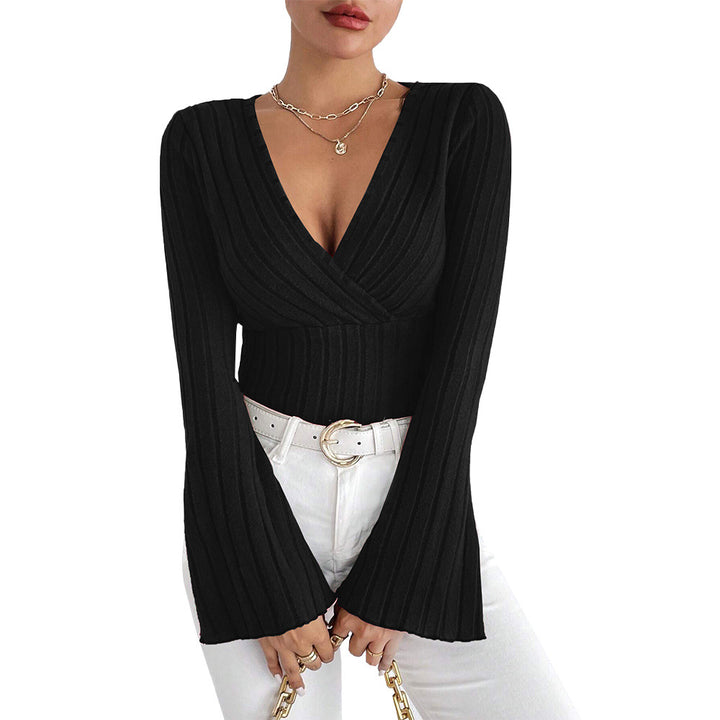 Damen Langarmshirt mit Wickel-Design und voluminösen Ärmel Drune