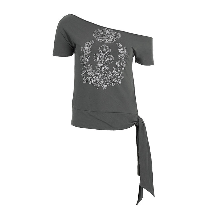 Damen asymmetrisches Top mit dekorativem Knoten Drune