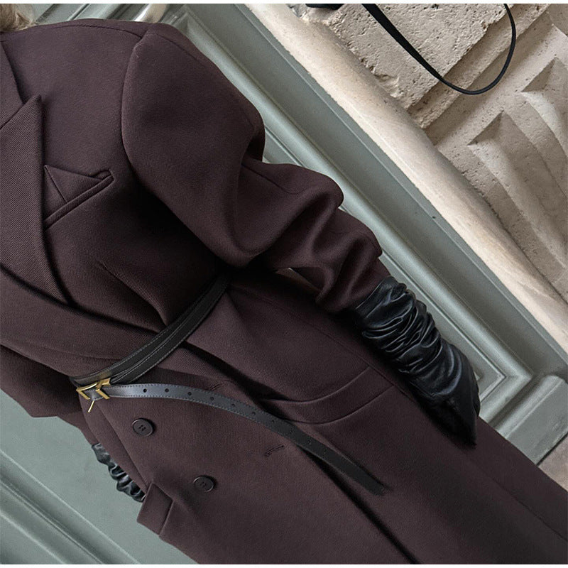 Damen Übergroßer Blazer-Mantel mit doppelter Knopfleiste und weiten Schultern Drune