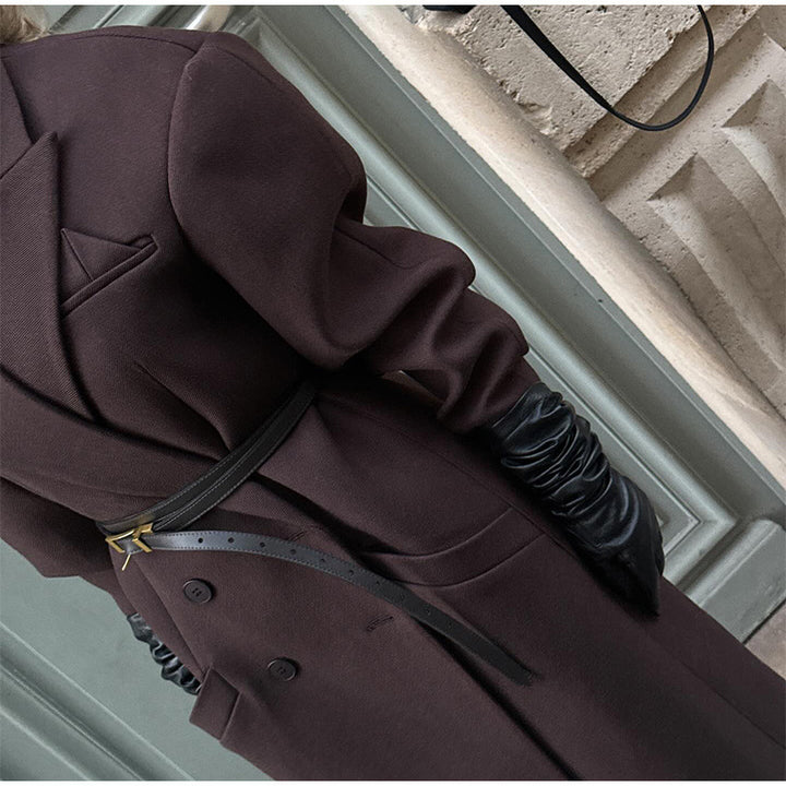 Damen Übergroßer Blazer-Mantel mit doppelter Knopfleiste und weiten Schultern Drune