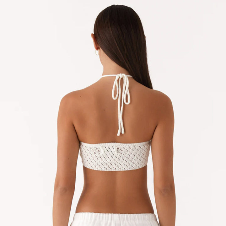 Damen Crop Top mit floralem Häkelmuster Drune