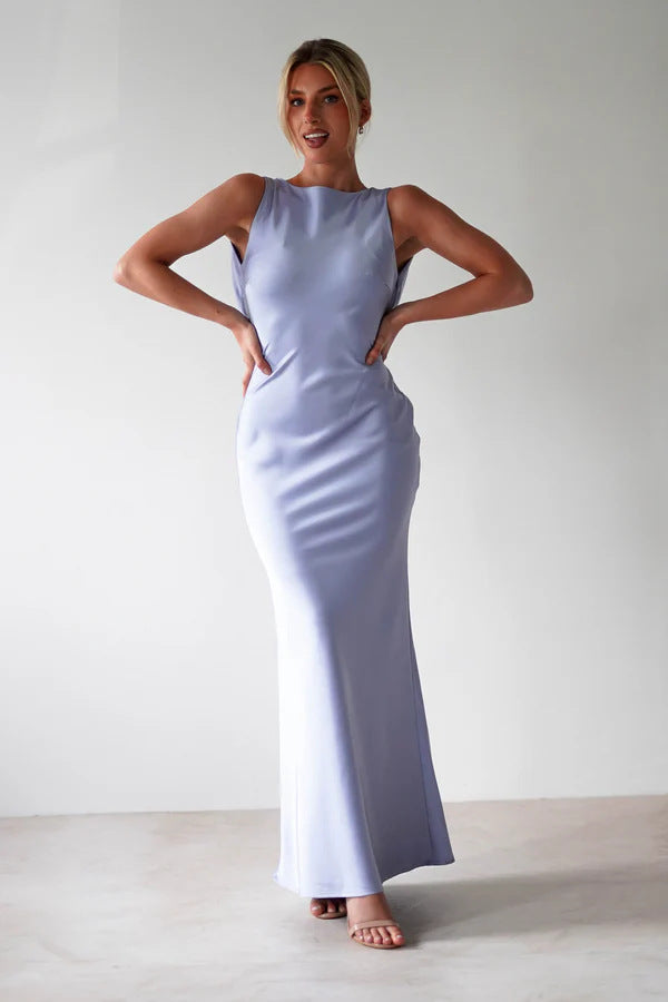 Damen Maxikleid im eleganten Satin-Look mit figurbetonendem Schnitt Drune