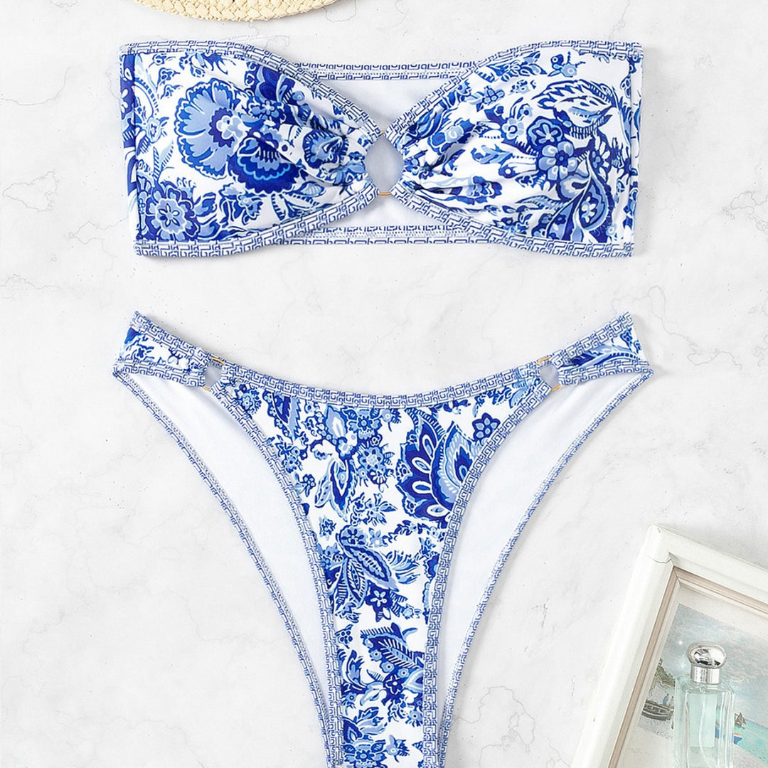 Damen Bandeau Badeanzug Set Drune
