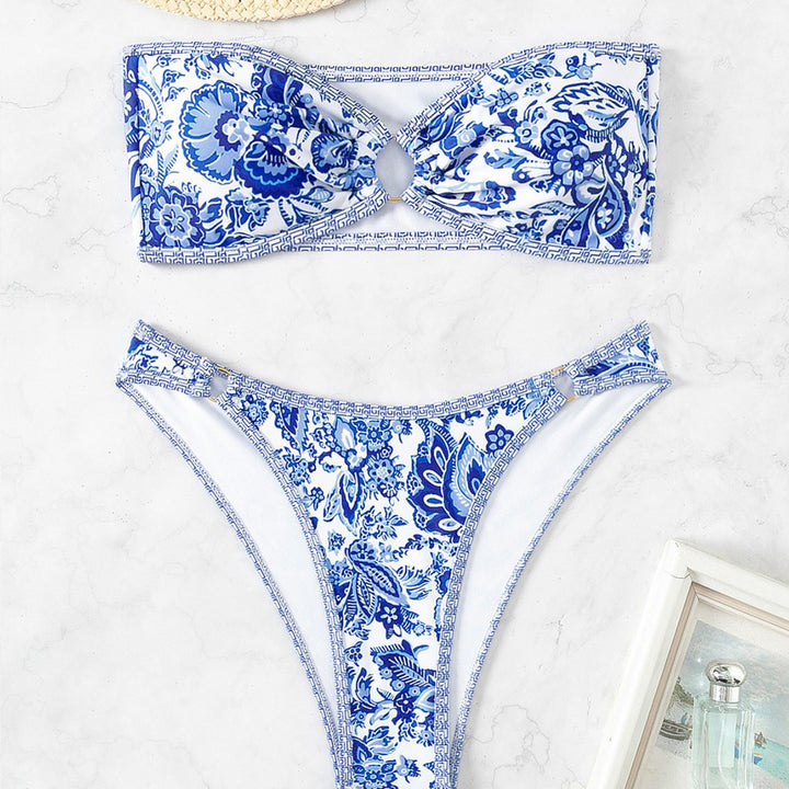 Damen Bandeau Badeanzug Set Drune