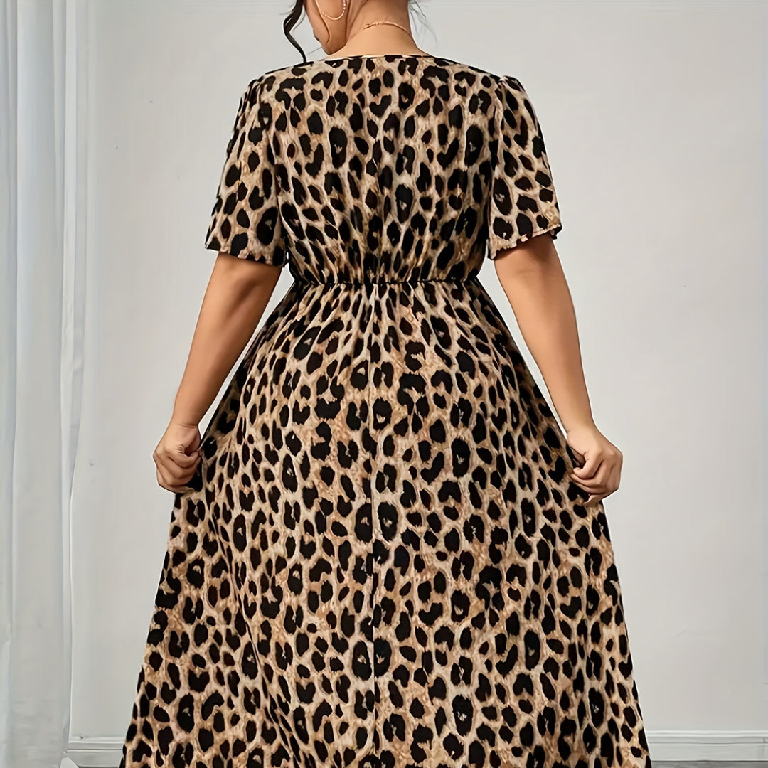 Damen Maxikleid mit raffiniertem Knotendesign und modernem Tiermuster Drune