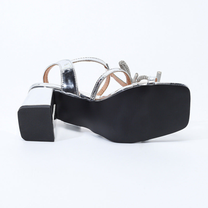 Damen Slingback-Sandalen mit eleganten Schleifen und stabilen Blockabsätzen Drune