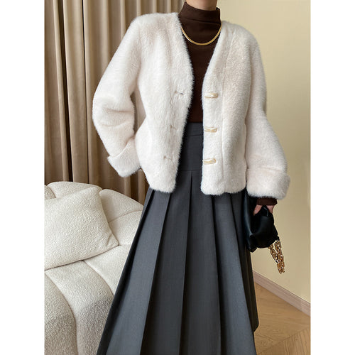 Damen Kuschelige Strickjacke mit eleganten Knopfdetails Drune