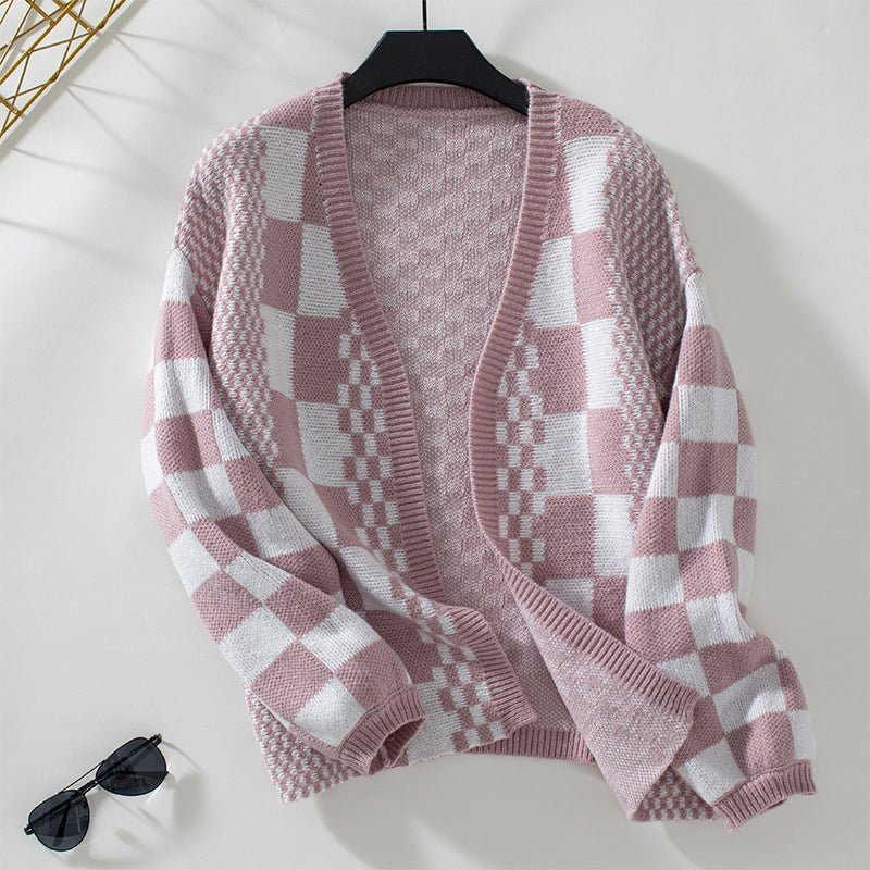 Drune | Karierter Strick Strickjacke