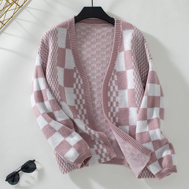 Drune | Karierter Strick Strickjacke