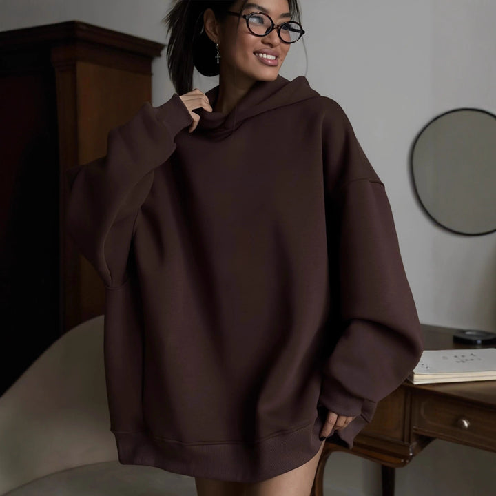 Damen Oversized Kapuzenpullover aus weichem Fleece Drune