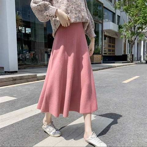 Damen Eleganter Midi-Rock mit legerem Schnitt und dekorativem Texturmuster Drune