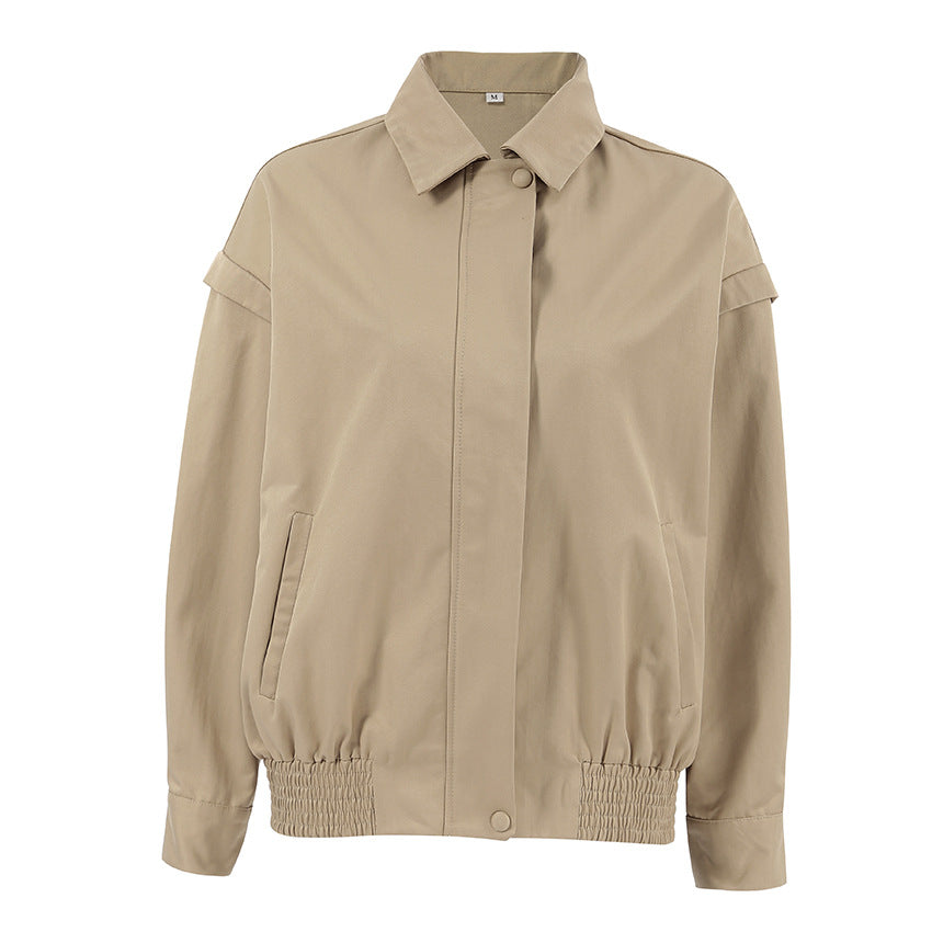 Damen Kurze Utility-Jacke mit voluminösen Ärmeln und praktischen Taschen Drune