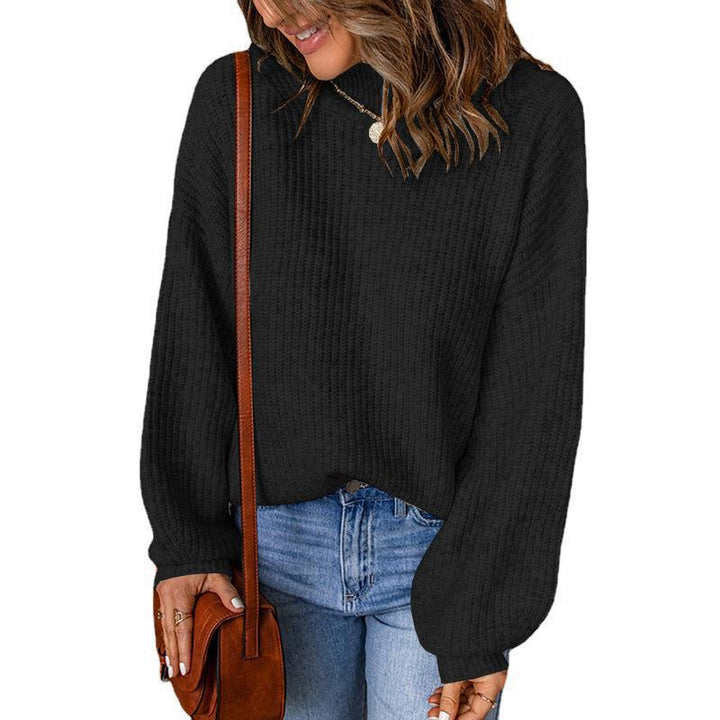 Damen Grobstrickpullover mit lockerer Passform und hohem Kragen Drune
