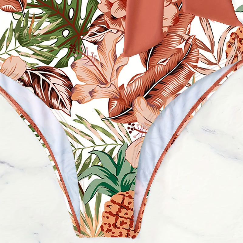 Damen Einseitiger Badeanzug mit floralem Wickeldesign Drune
