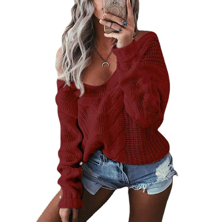 Damen Grobstrick Pullover mit schulterfreier Optik und Zopfdesign Drune