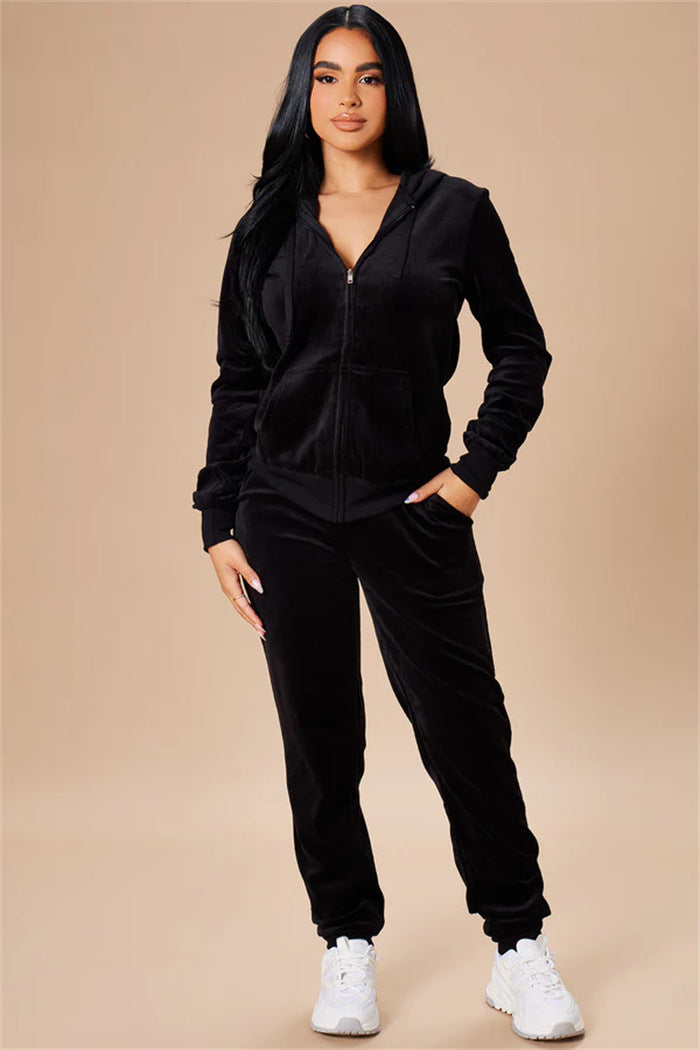 Damen Fleece-Jogginganzug mit Kapuze Drune