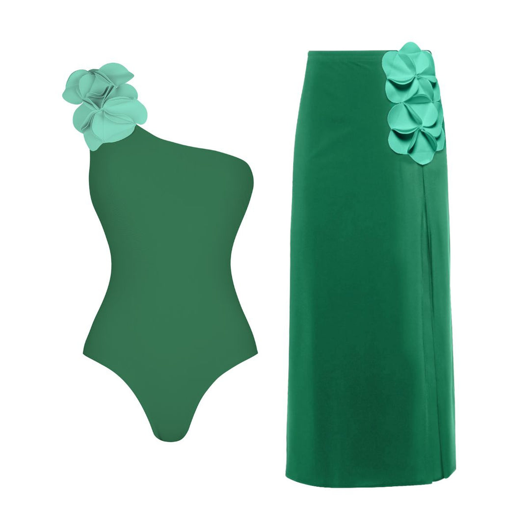 Damen Schwimmanzug mit floralem Oberteil und eleganter Maxi-Rock Drune