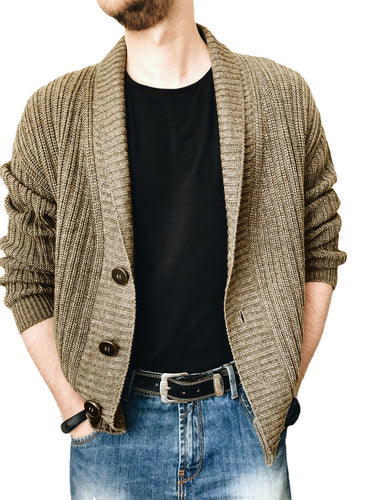 Herren Strickjacke mit tiefem Kragen Drune