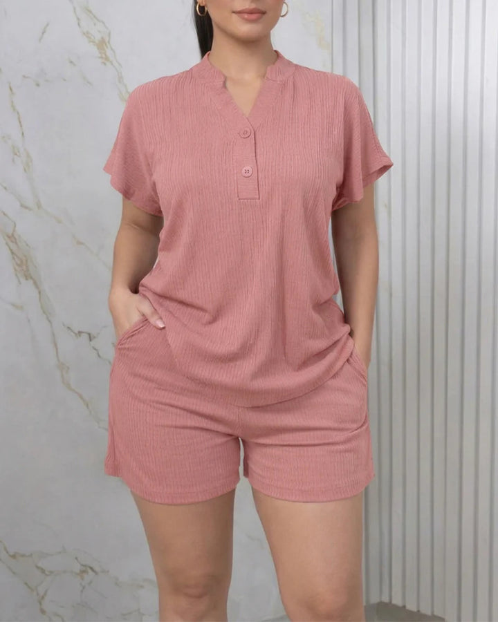 Damen Freizeit-Jumpsuit mit Knopfleiste und seitlichen Taschen Drune
