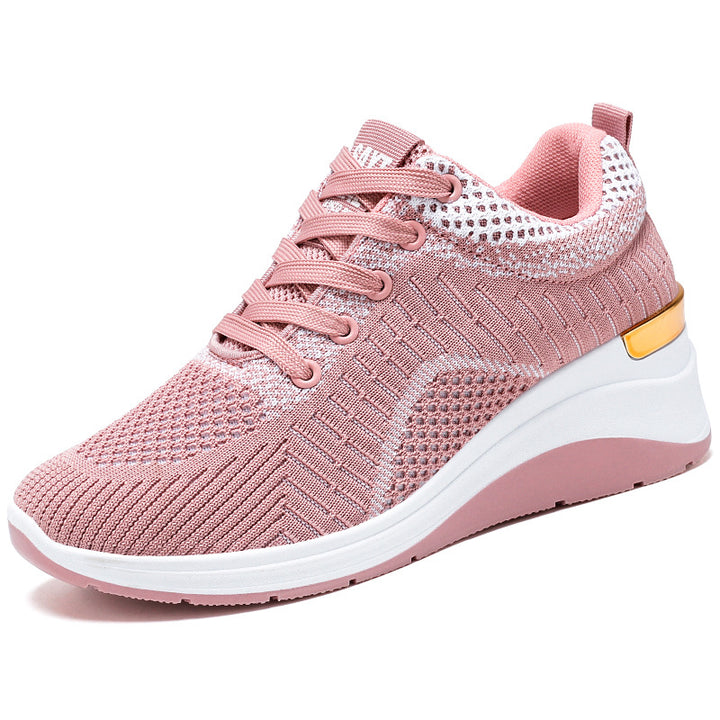 Damen nan gestrickter Keil-Sneaker mit atmungsaktivem Strick-Obermaterial, gepolstertem Komfortfußbett und rutschfester Profilsohle Drune
