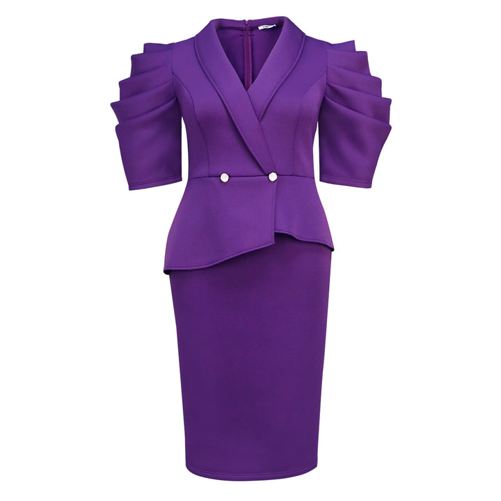 Damen Elegantes Etui-Kleid mit voluminösen Puffärmeln Drune