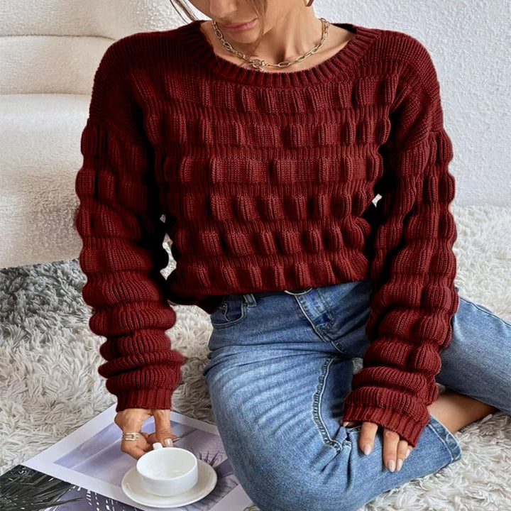 Damen Strickpullover mit modernen Rastermuster Drune