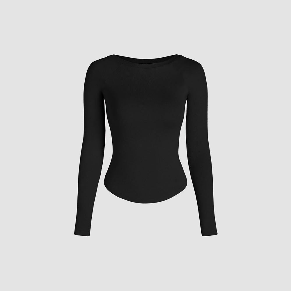 Damen Langarmshirt mit figurformendem Schnitt und elegantem Rundhalsausschnitt Drune