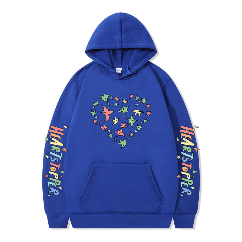 Damen Kapuzenpullover mit kreativem Herz- und Blattmotiv Drune