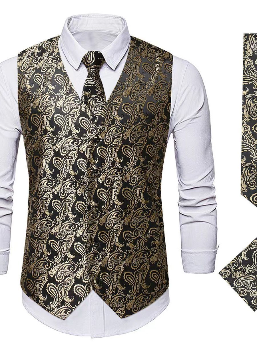 Herren elegantes Weste-Anzugset mit passendem Krawatte und Einstecktuch Drune
