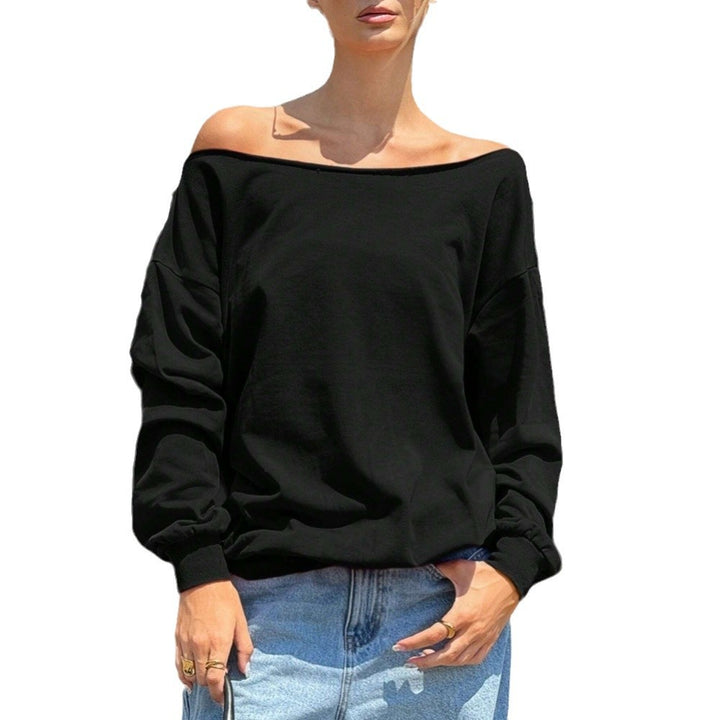 Damen oversized Sweatshirt mit tiefem Ausschnitt und elastischen Ärmeln Drune