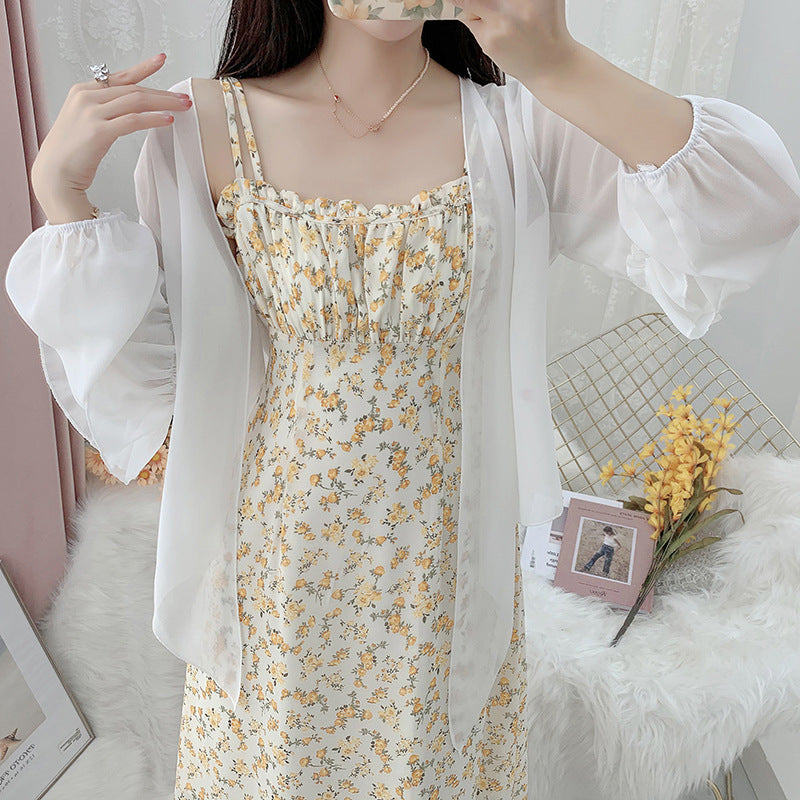 Damen Chiffonbluse mit voluminösen Rüschensäumen Drune
