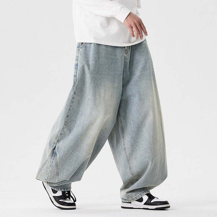 Herren nan extraweite Baggy-Jeans mit tiefem Schritt, relaxed Low-Crotch Schnitt und weitem Saum Drune