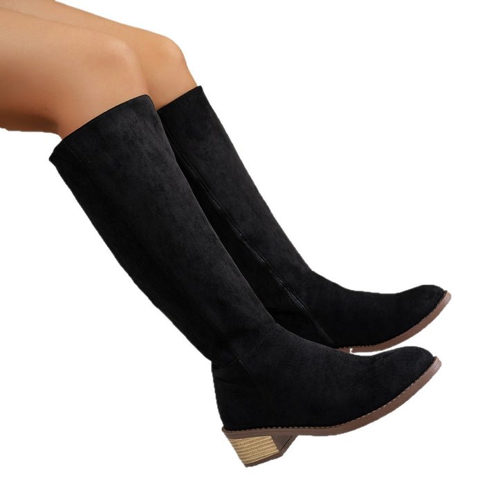 Damen Elegante Overknee-Stiefel aus weichem Wildleder Drune