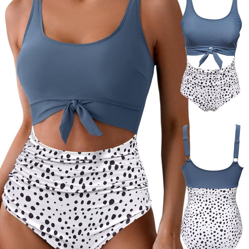 Damen Bikiniset mit Hoher Taille und Raffungen Drune