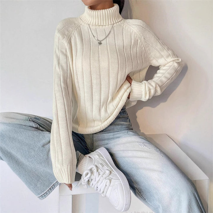 Damen Strickpullover mit hohem Kragen Drune