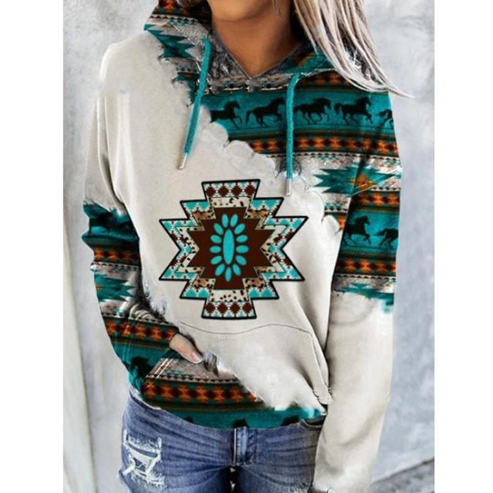 Damen Kapuzenpullover mit innovativem Tribal-Design und bequemer Passform Drune