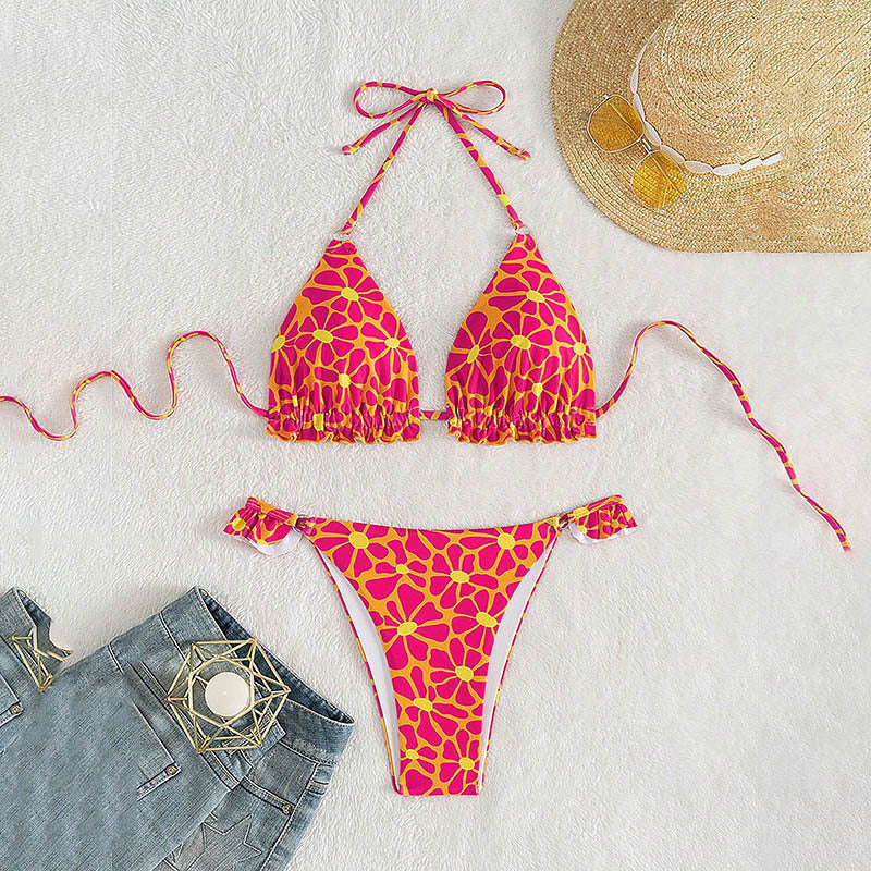 Damen Triangel-Bikini mit verspieltem Blumendesign Drune