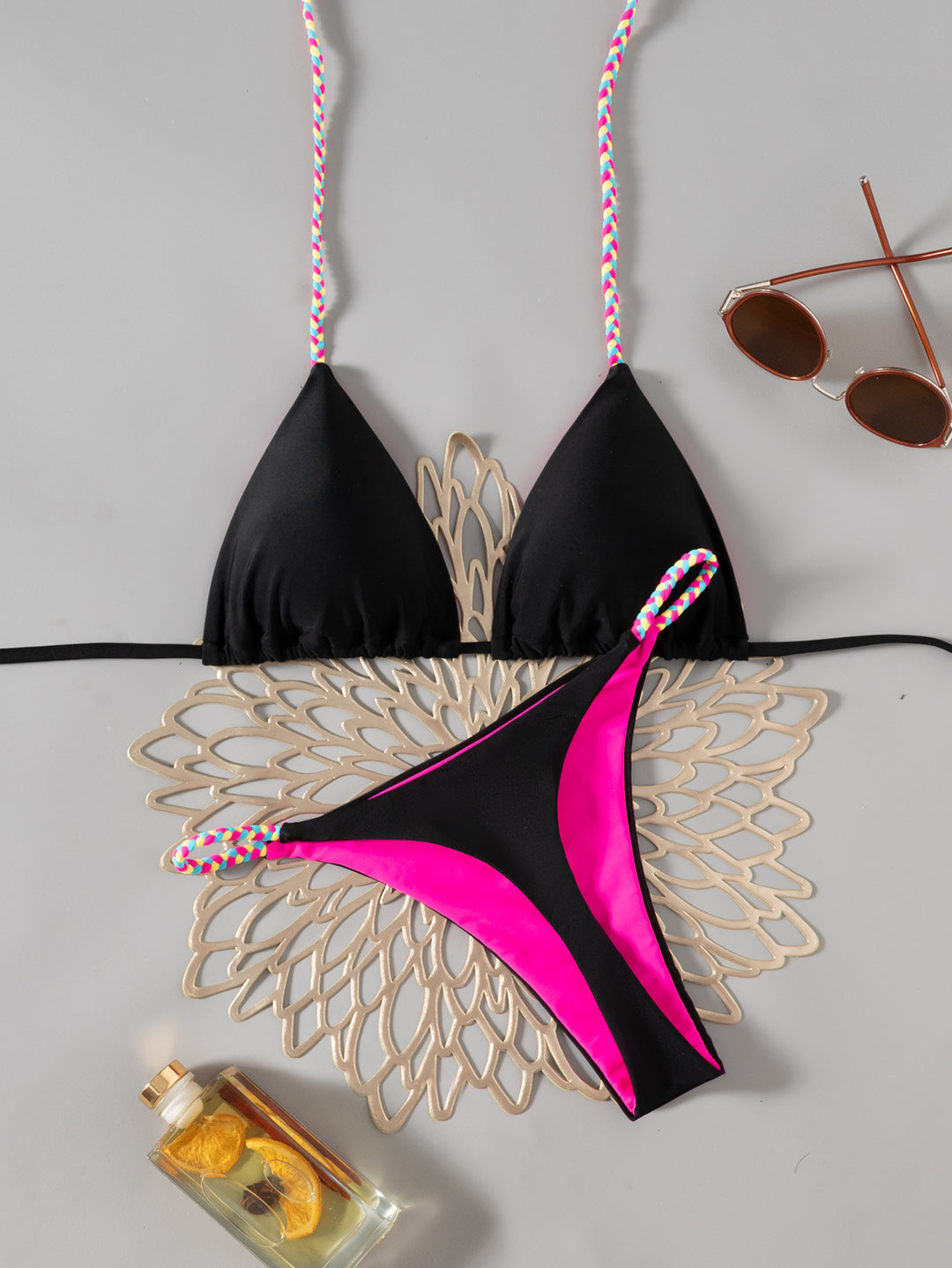 Damen Triangel-Bikini mit bunten Akzenten Drune