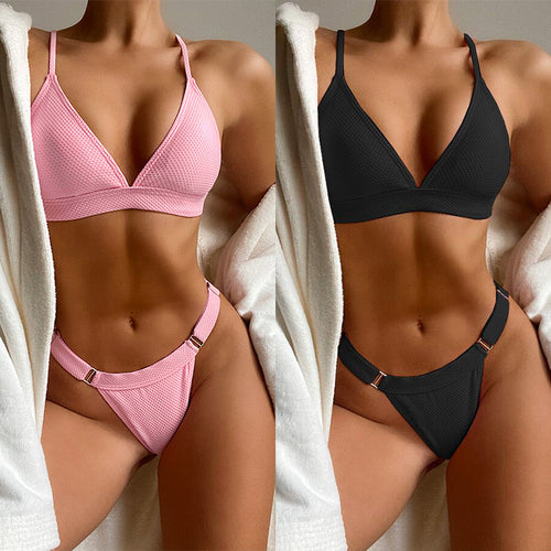 Damen Triangle Bikini-Set mit luxuriösen Banddetails Drune