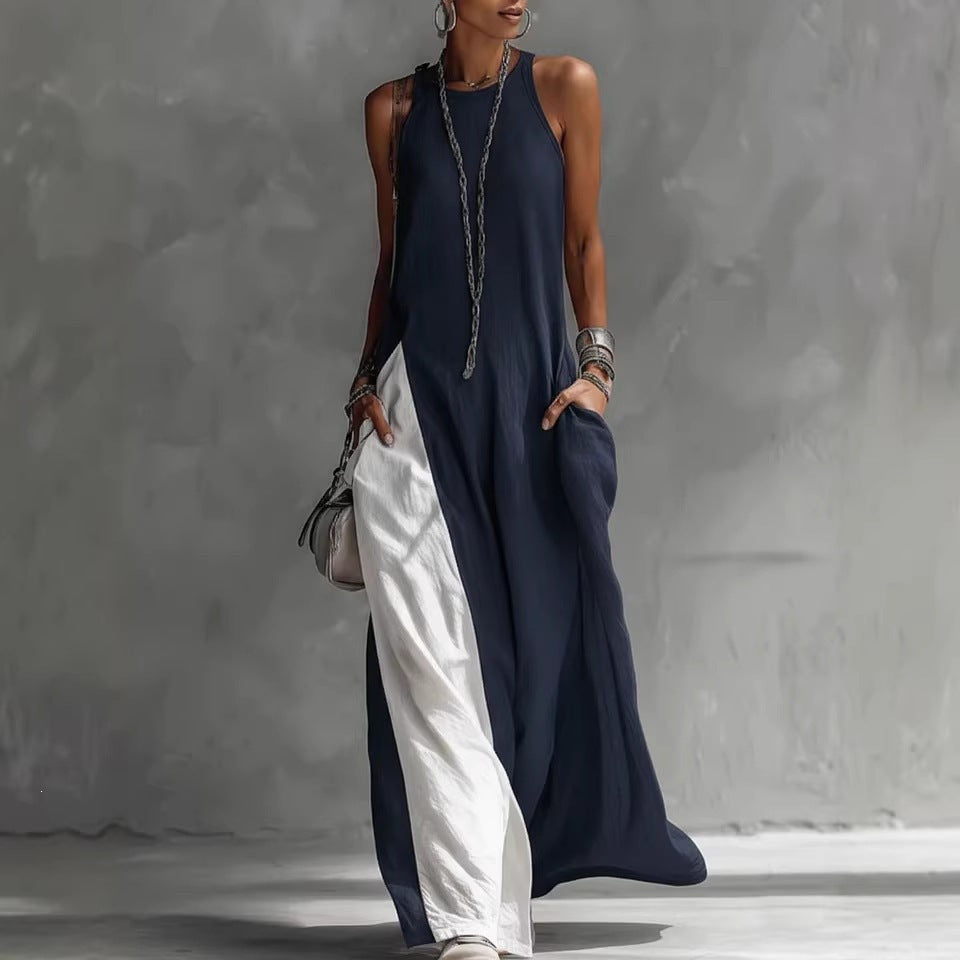 Damen Lässiges Maxikleid mit asymmetrischem Schnitt und tiefem Rückenausschnitt Drune