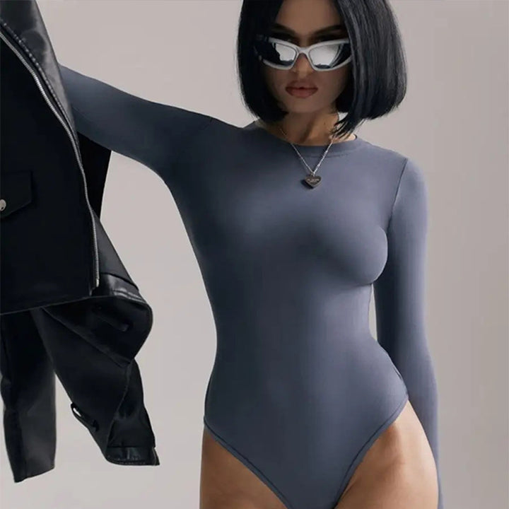 Damen Langarm-Bodysuit mit hohem Ausschnitt Drune