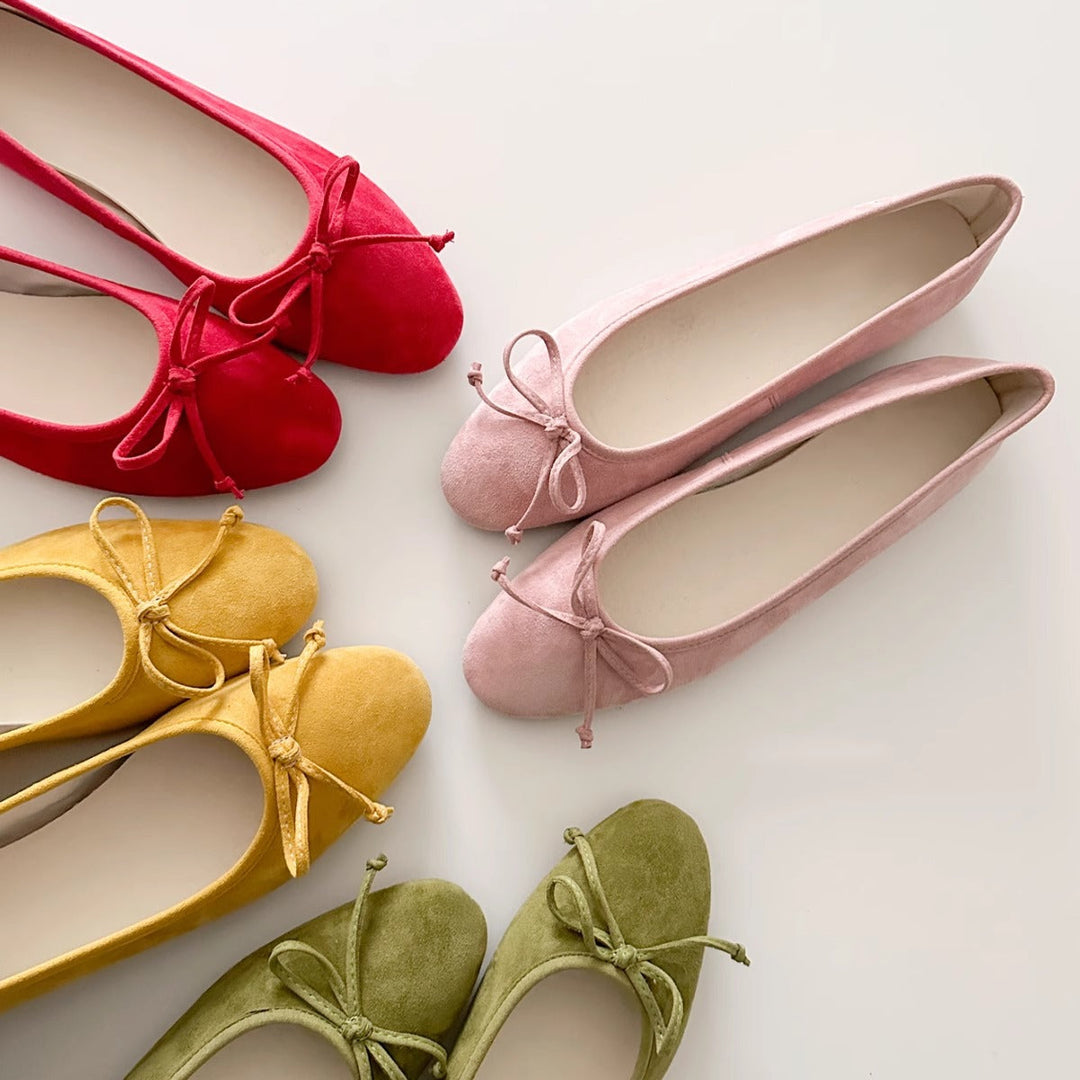 Damen Ballerinas mit zartem Schleifen-Detail und hochwertigem Wildleder Drune