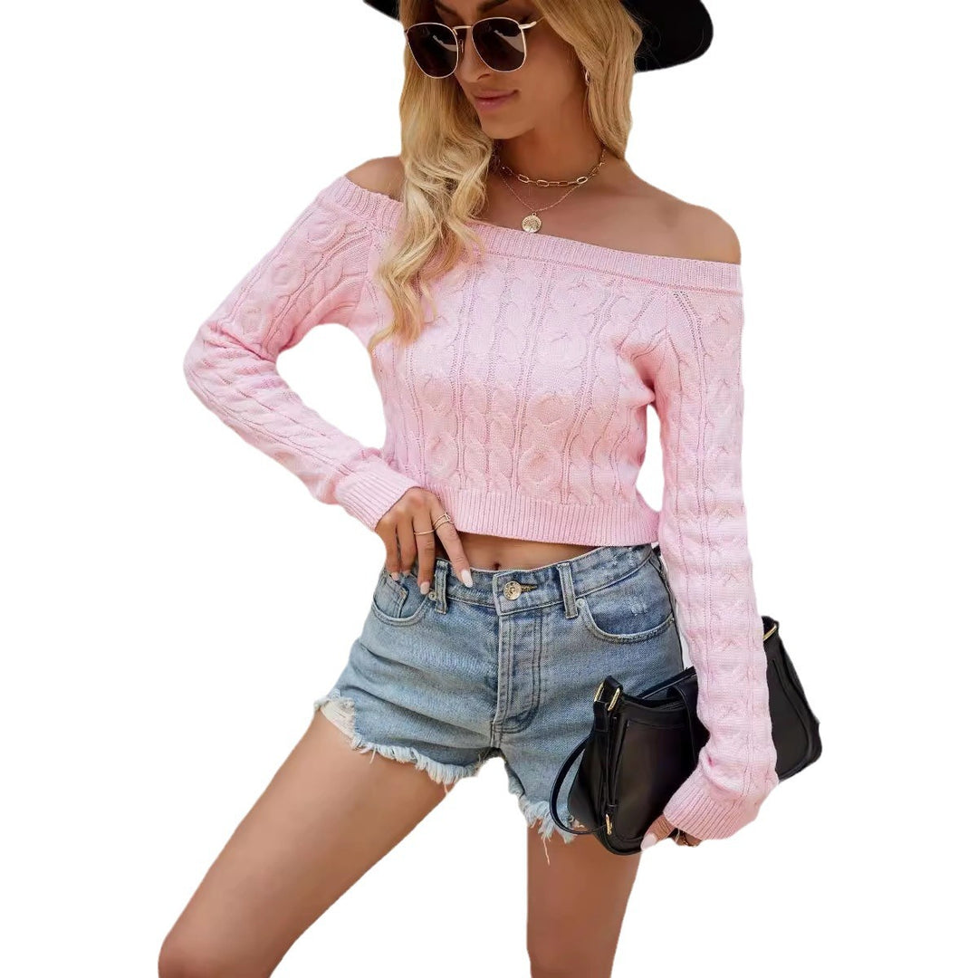 Damen Strickpullover mit Off-Shoulder und attraktivem Zopfmuster Drune