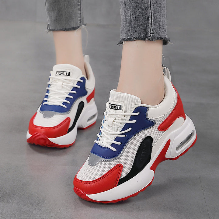 Damen nan dynamischer Retro-Sneaker mit sichtbarer Fersen-Dämpfung, strukturiertem Mesh-Obermaterial und Zuglasche Drune